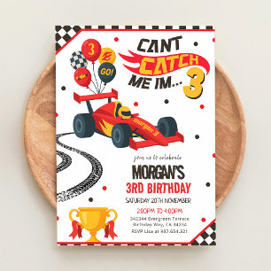 Convites Carro de Corrida 3º Aniversário Não Pode Me Pegar