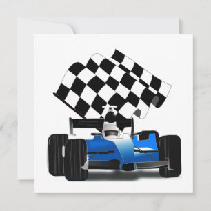 Convites Carro de Corrida Azul com Sinalizador Verificado