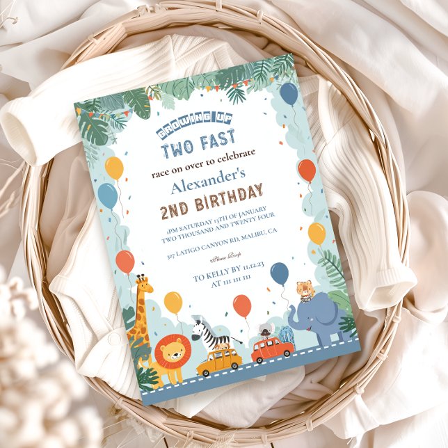 Convites Carro de Corrida de Safari 2º Aniversário (Criador carregado)