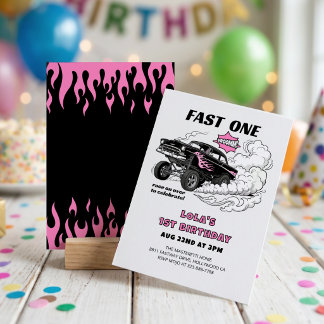 Convites Carro de Corrida Gasser Girl's 1º Aniversário 🏁