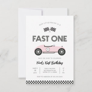 Convites Carro de Corrida Retrô Rápido Primeiro Aniversário