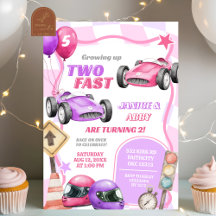 Carro de Corrida Rosa Gêmeos Duas Meninas Rápidas