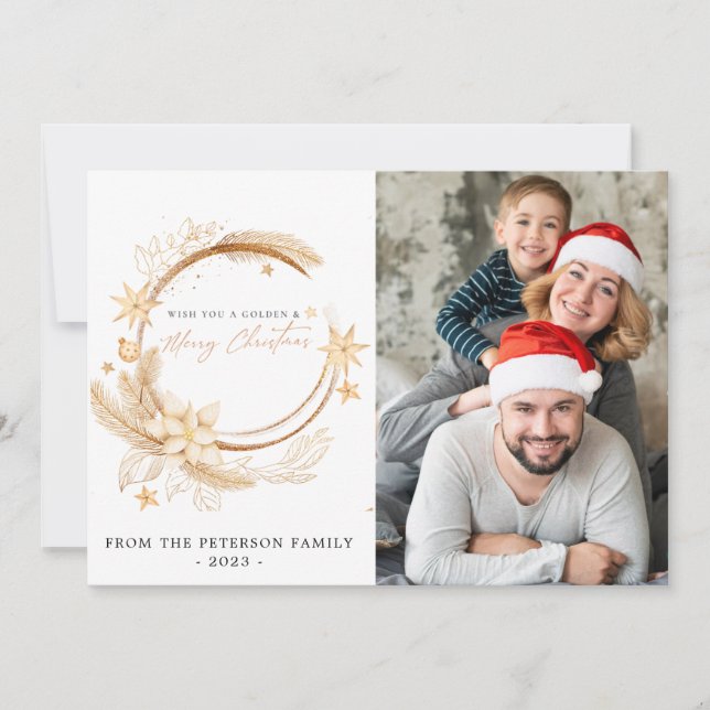 Convites Carro de Feriado Floral de Ouro Geométrico Simples (Frente)