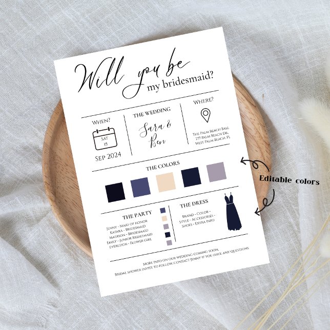 Convites Carro de Informações sobre Proposta de Bridesmaid  (Criador carregado)