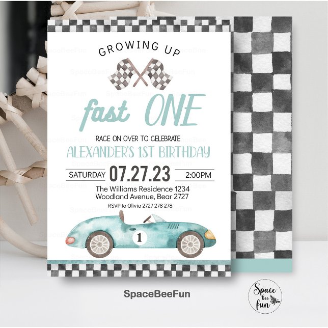 Convites Carro de Raça Rápida de Convocação para primeiro a (ast one birthday,fast one invitation,race car invite,1st birthday invite,race car party,race car vin)