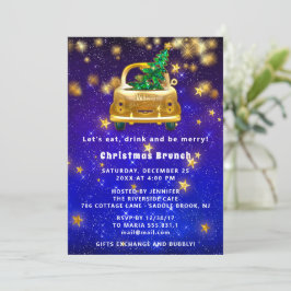 Convites Carro Dourado Feliz Natal Marinho Janto de estrela