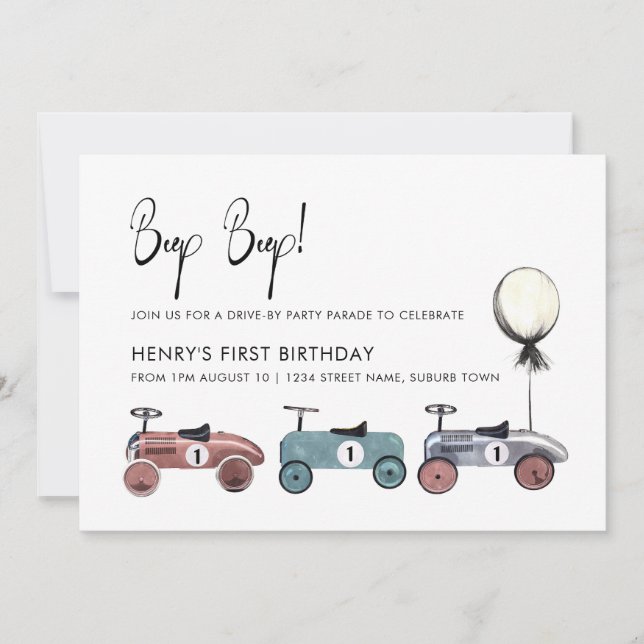 Convites Carro Drive por Birthday Parade Quarantine 1 rua (Frente)