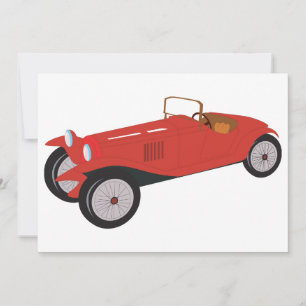 Convites Carro Esportivo Vermelho Antigo Roadster Clássico