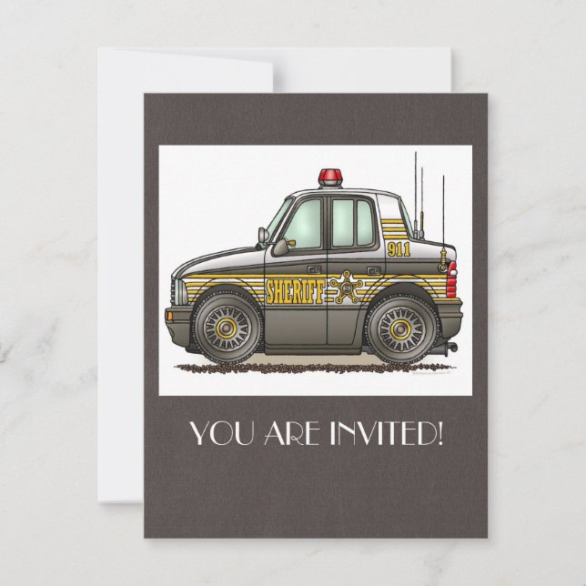 Convites Carro-patrulha do carro do xerife (Frente)