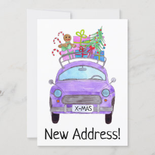 Convites Carro Purple de Novo Endereço com Presentes de Na