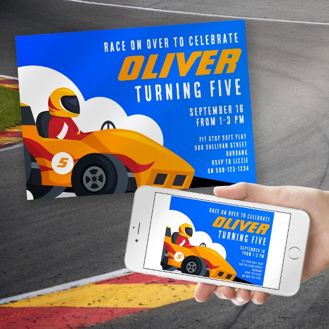 Convites Carro Race Qualquer Festa de aniversário Idade (Criador carregado)