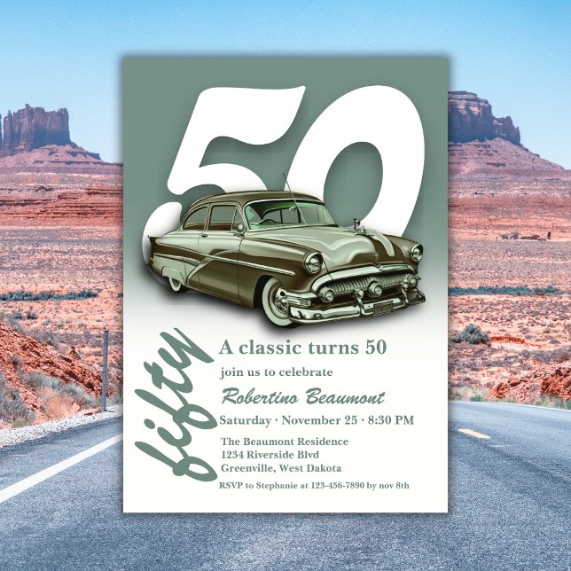 Convites Carro Verde Clássico Completa 50 Anos (Criador carregado)