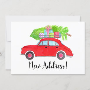 Convites Carro vermelho de novo endereço com árvore de Na