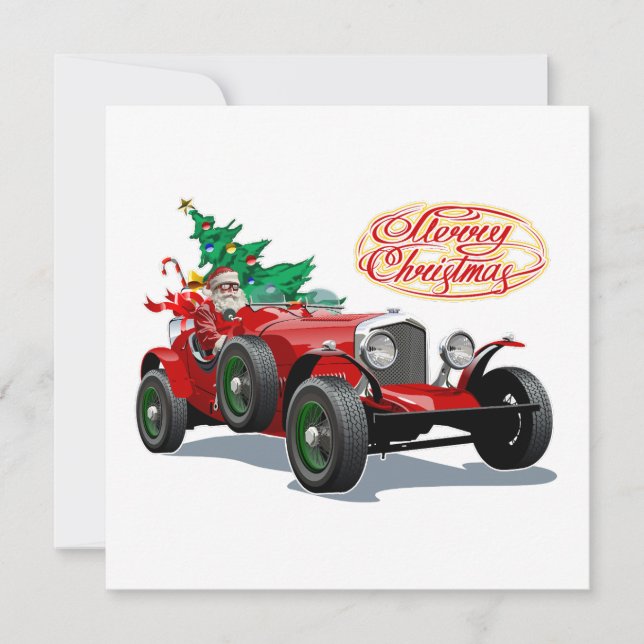 Convites Carro vintage de Natal (Frente)