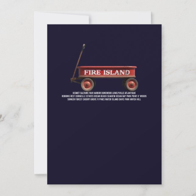 Convites Carroça vermelha retrô da ilha de Fire Island prai (Frente)