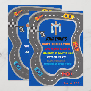 Convites Carros de Corrida Dedicação de Bebê Racetrack