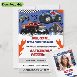 Convites Carros e caminhões - chá de fraldas Photo Bash