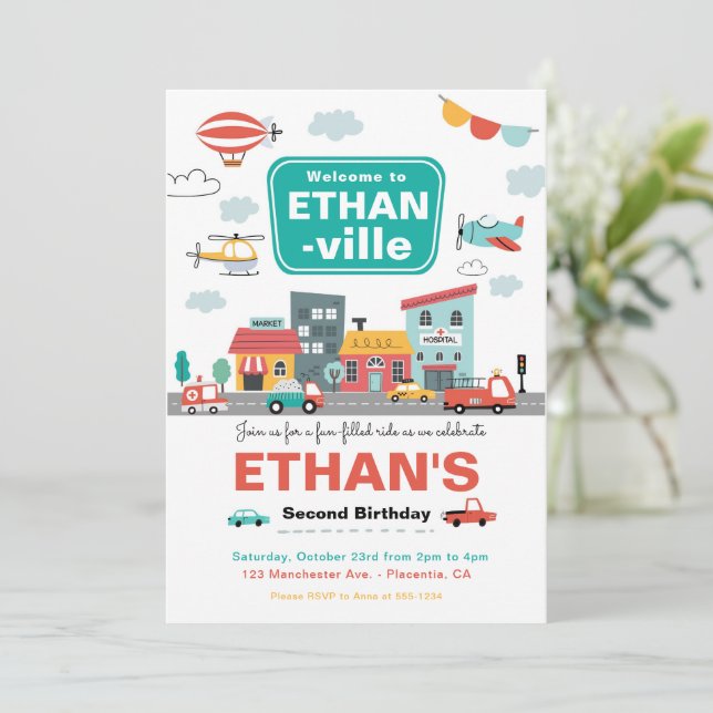 Convites Carros e Caminhões - festa de aniversário de trans (Em pé/Frente)