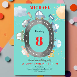 Convites Carros e veículos no aniversário do garoto da estr