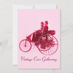 Convites Carros vintage RECOLHENDO Fúchsia vermelha rosa