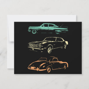 Convites Carros vintage - Retro Gráfico dos anos 80 e 90