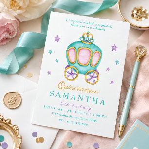 Convites Carruagem da Princesa Pastel para Festa de Anivers
