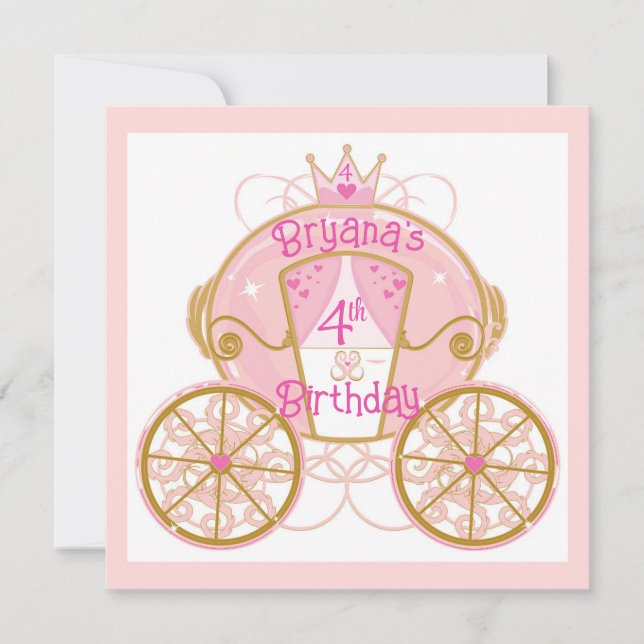 Convites Carruagem da Princesa Real Festa de Aniversário Ro (Frente)
