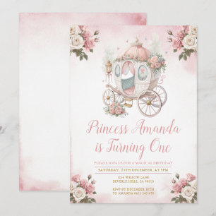 Convites Carruagem de Aniversário Mágico da Princesa Festa