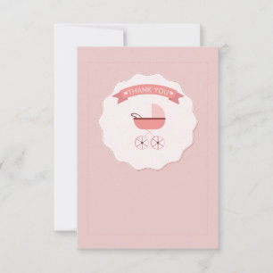 Convites Carruagem De Bebê Rosa Obrigado Notecard