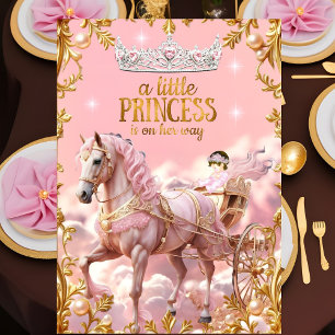 Convites Carruagem de Cavalos para Chás de Bebê da Princesa