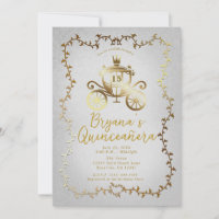 Carruagem de Ouro Elegante Conto Azul Quinceañera