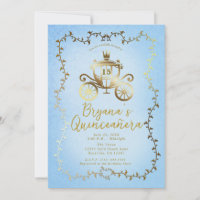 Carruagem de Ouro Elegante História Azul Quinceañe