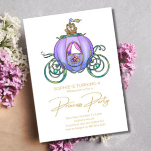 Convites Carruagem de Princesa Aniversário Conto de Fadas M