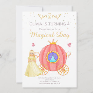 Convites Carruagem de Princesa Dia Mágico de Aniversário de