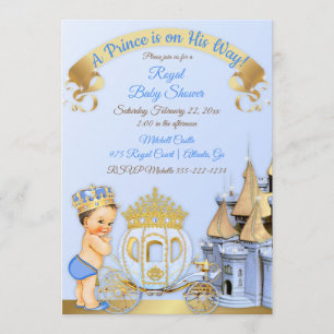 Convites Carruagem do Castelo do Príncipe Real Azul Dourado