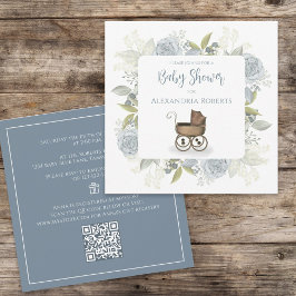 Convites Carruagem Floral Vintage QR Code Gift Registro Cuj