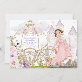 Convites Carruagem real | Brunette Princess Birthday