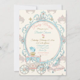 Convites Carruagem Real Princesa Conto de Fadas Rosa Água