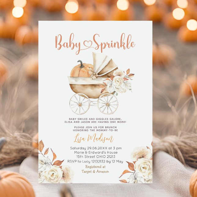 Convites Carruagem Rustic Baby Sprinkle Pumpkin Chá de fral (Criador carregado)