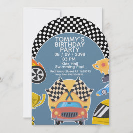 Convites Cars Theme Boy Birthday Invitation
