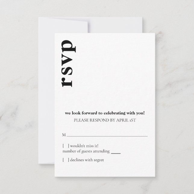 Convites Carson Modern Wedding RSVP (Frente)