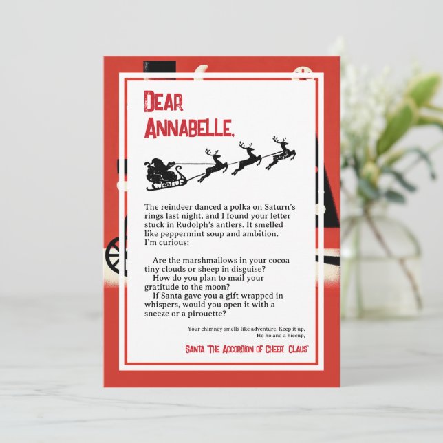 Convites Carta Absurdista Dada de Papai Noel (Em pé/Frente)