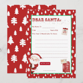 Convites Carta ao Papai Noel Peek a Boo Lista de Desejos