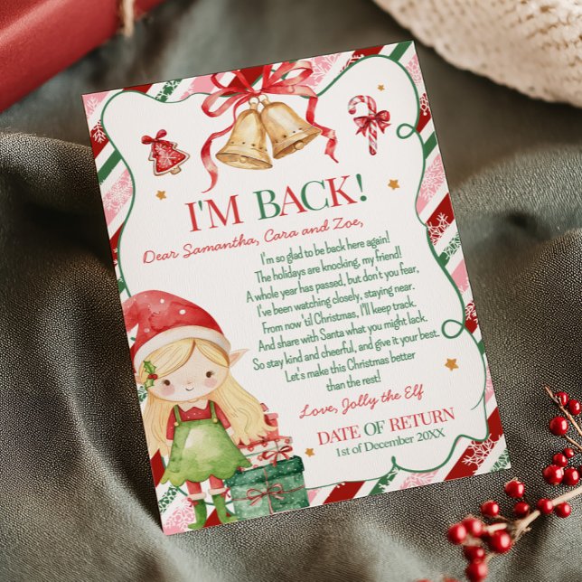 Convites Carta da Menina Elfo de Natal (Letter from Elf Christmas Blonde Hair Fair Girl Letter Card )