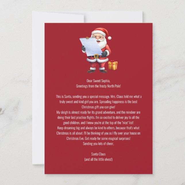 Convites Carta da Mesa do Papai Noel (Frente)
