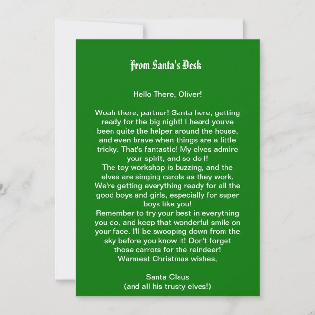 Convites Carta da mesa do Papai Noel (Frente)