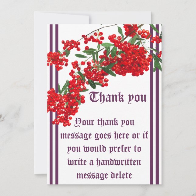 Convites carta de agradecimento com rowan (Frente)