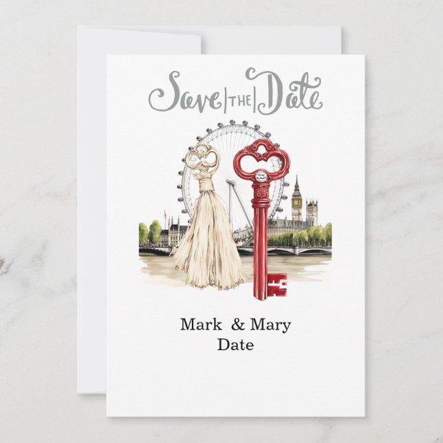 Convites Carta de Amor com tema Londres para Amante (Frente)