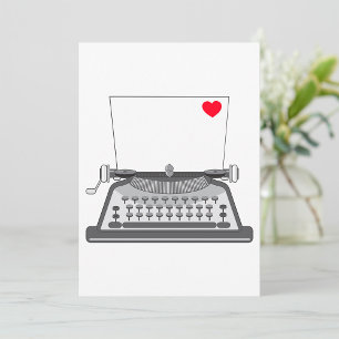 Convites Carta de Amor de Máquina de Escrever Antiga