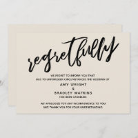 Carta de Arrasto de Creme Cancelada de Casamento